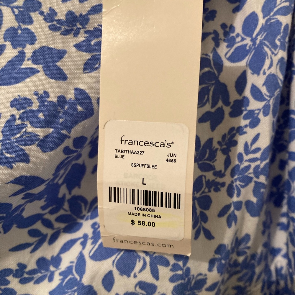 Francesca's Collections Blue and White Floral Midi Dress - Picture 2 of 2